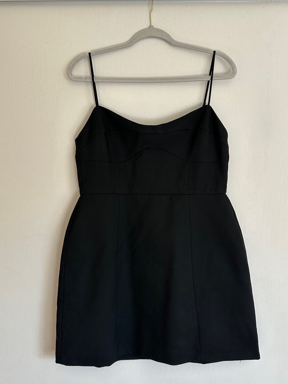ZARA - Short Structured Black Spaghetti-Strap Mini Dress - Picture 3 of 5
